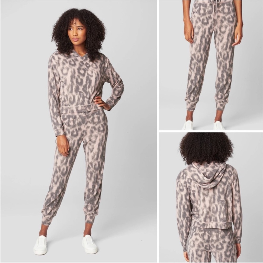 BlankNYC Soft n Easy Pink Leopard Set Hoodie XL top medium bottom